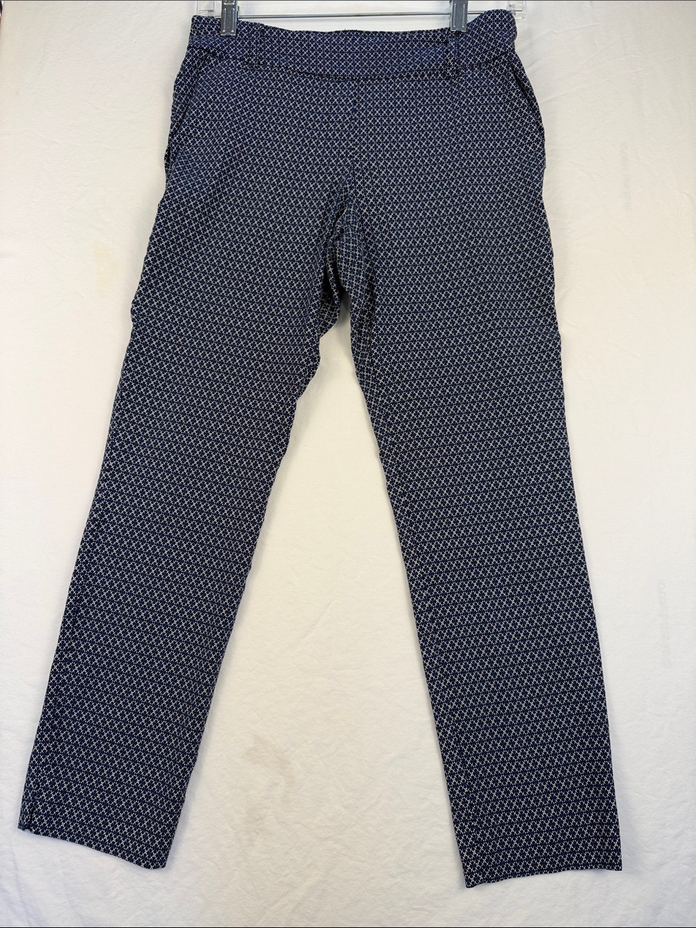 Jules & Leopold Navy and White Patterned Ankle Pants Sz S/P